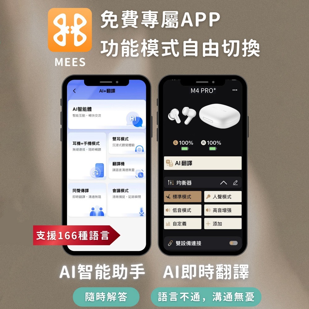 MEES M4 Pro+ AI即時翻譯入耳式智能藍牙耳機-細節圖4