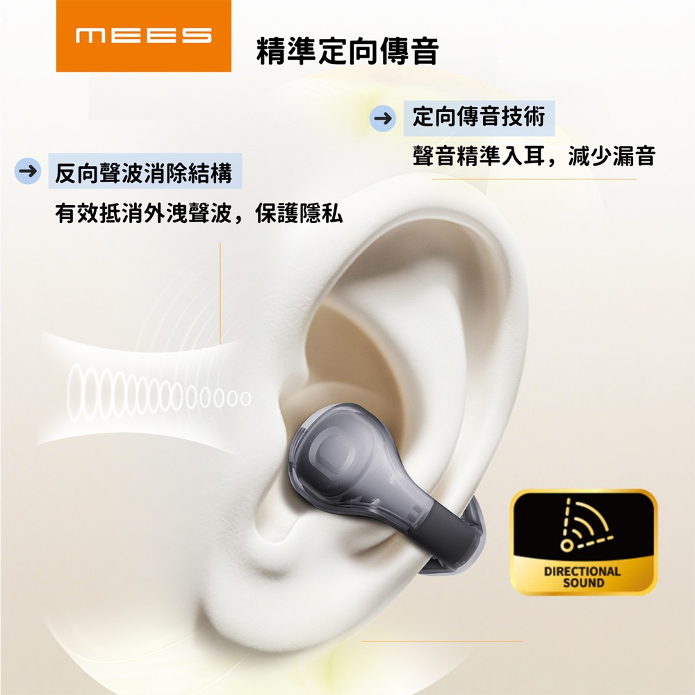 MEES邁斯 AI即時翻譯耳夾式智能藍芽耳機 雲朵氣墊運動耳機 HiFi高音質藍牙5.4 免費APP智能助手-細節圖5