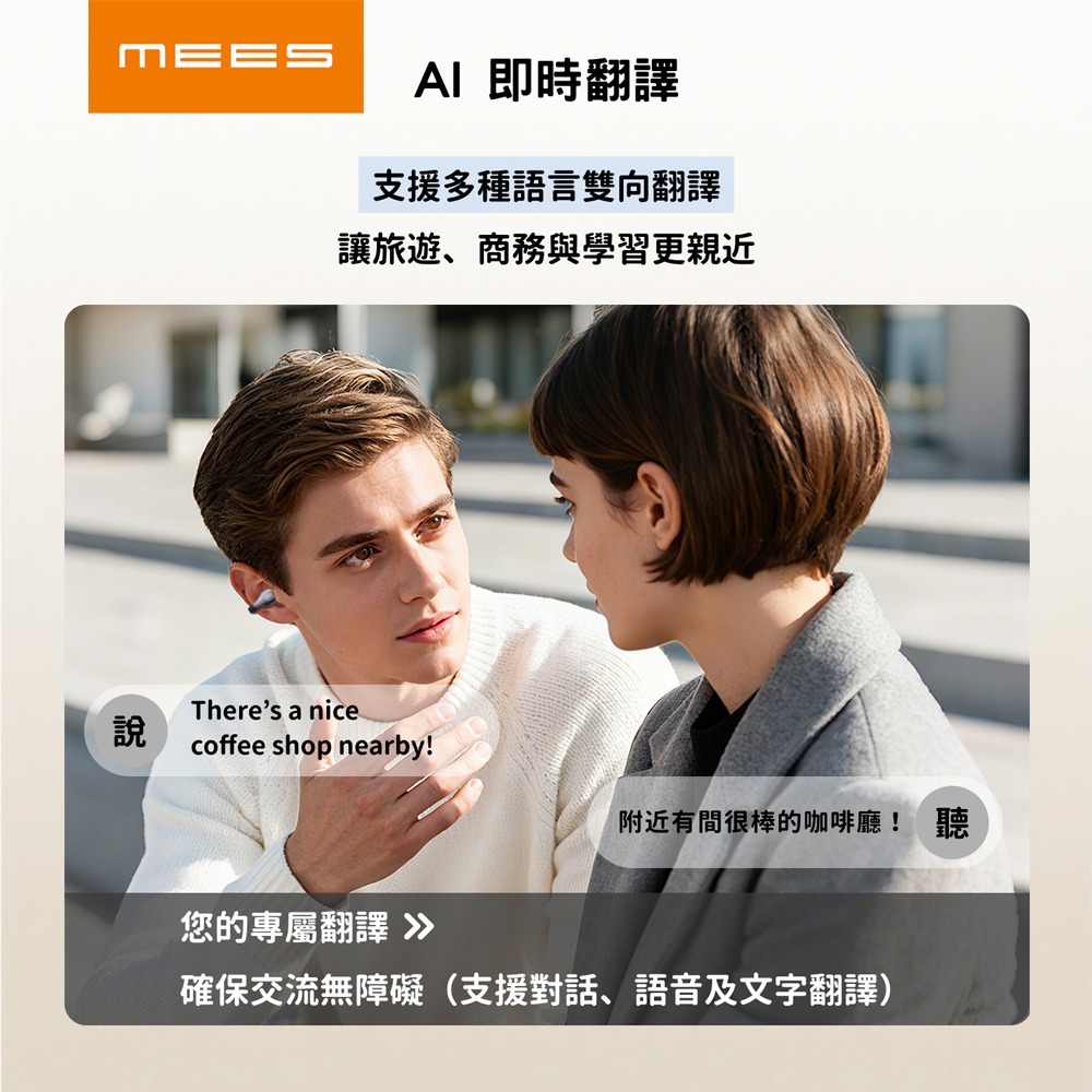 MEES邁斯 AI即時翻譯耳夾式智能藍芽耳機 雲朵氣墊運動耳機 HiFi高音質藍牙5.4 免費APP智能助手-細節圖6
