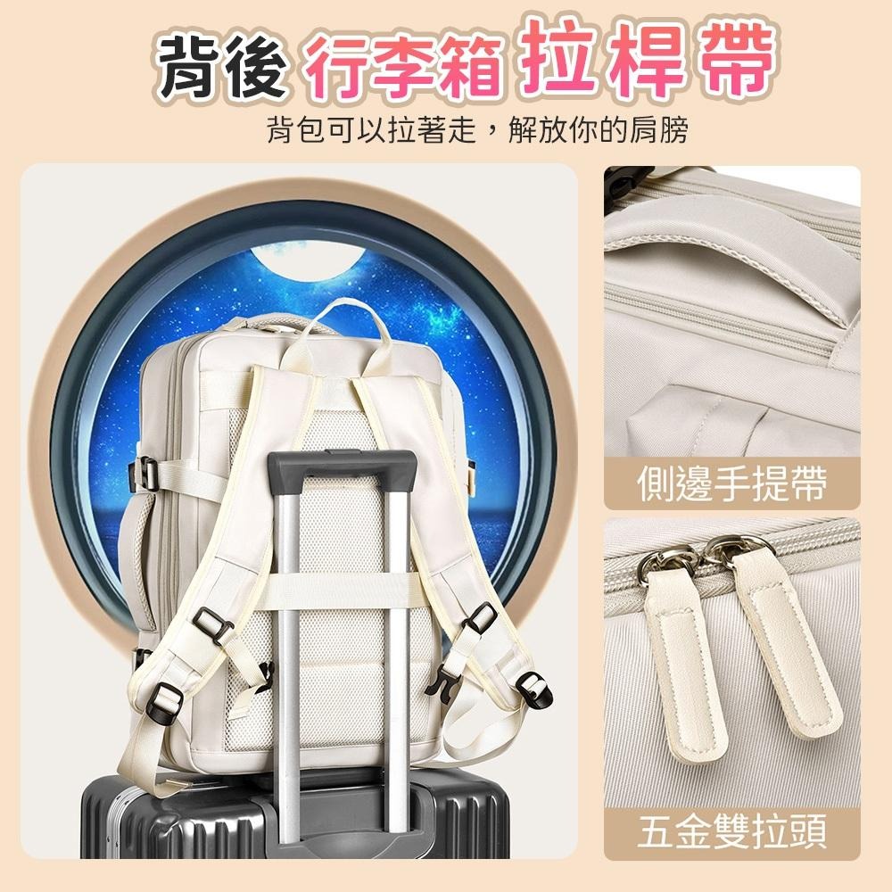 大容量背包 多功能背包 雙肩包 後背包 筆電包 附行李箱帶 登機包 行李箱背包 自助旅行 出國-細節圖4