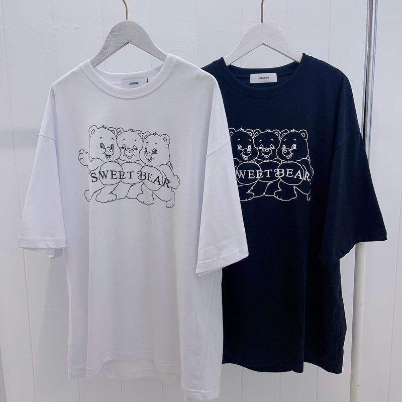現貨♡ 988D 可愛 小熊 熊熊 寬鬆 情侶裝 中長版上衣 女上衣 短袖T恤 短袖上衣 女短袖 男上衣 男短袖-細節圖3