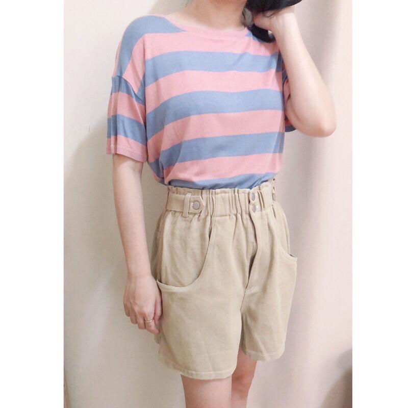 現貨♡ 雙釦 花苞短褲 高腰短褲 百搭 短褲女 鬆緊腰 花苞褲-細節圖6