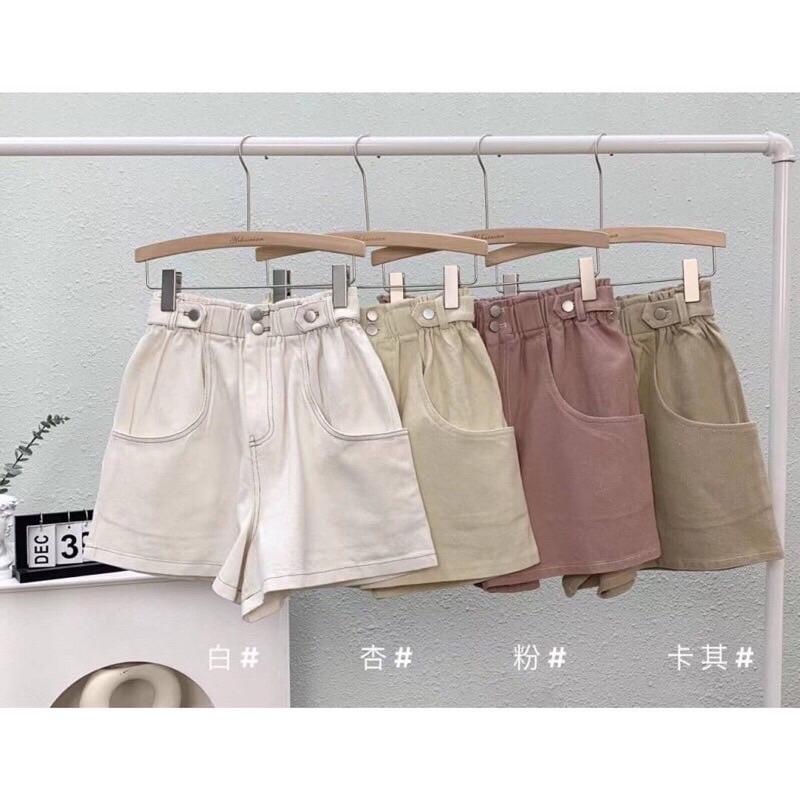 現貨♡ 雙釦 花苞短褲 高腰短褲 百搭 短褲女 鬆緊腰 花苞褲-細節圖7
