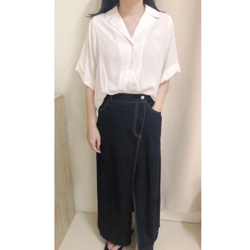 現貨♡ 韓系 簡約 翻領 抓摺 寬鬆 大尺碼 寬鬆襯衫 棉麻襯衫 短袖襯衫 舒適透氣 韓系上衣 氣質-細節圖3