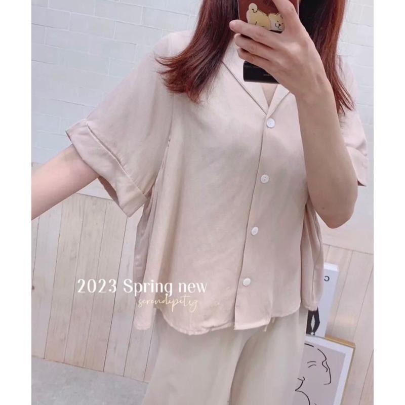 現貨♡ 韓系 簡約 翻領 抓摺 寬鬆 大尺碼 寬鬆襯衫 棉麻襯衫 短袖襯衫 舒適透氣 韓系上衣 氣質-細節圖8