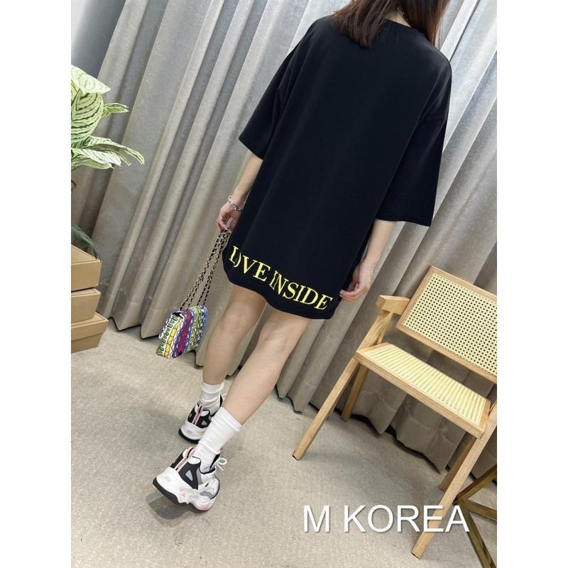 現貨♡ 600186 前車章 開叉 後英文 中長版T 蓋屁屁 大尺碼 五分袖 女上衣 五分袖T恤 五分袖上衣 女五分袖-細節圖6