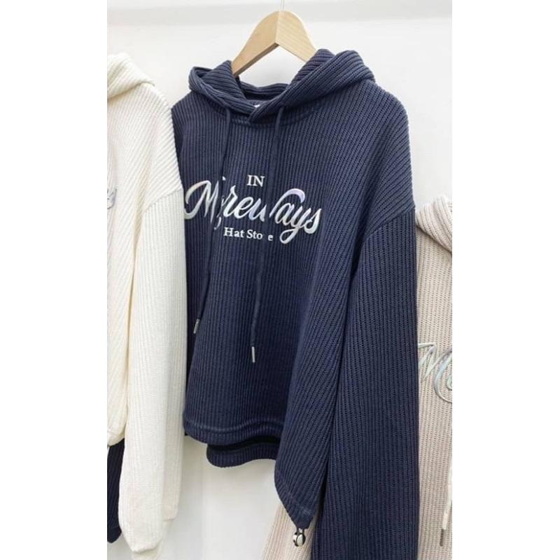 現貨𖤐 兔子魚║8819 英文T 連帽T 連帽上衣 連帽長袖 針織上衣 長袖衫 女上衣 長袖T恤 長袖上衣 女長袖-細節圖8