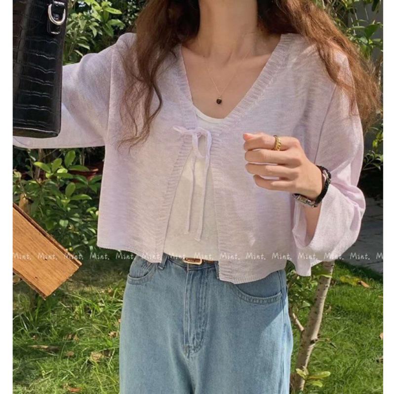 現貨♡ 5061M 綁帶 短版 肌理雪花紋 透膚 針織 上衣 長袖上衣 短版上衣 短版針織-細節圖7