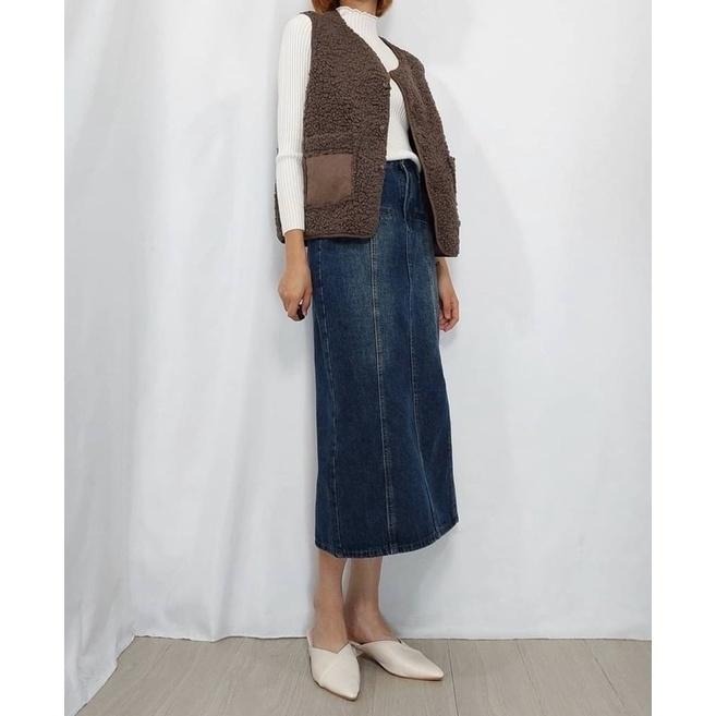 現貨𖤐 兔子魚║ 702F QQ毛 麂皮 口袋 背心外套 背心 冬天背心 可愛 麂皮口袋-細節圖6