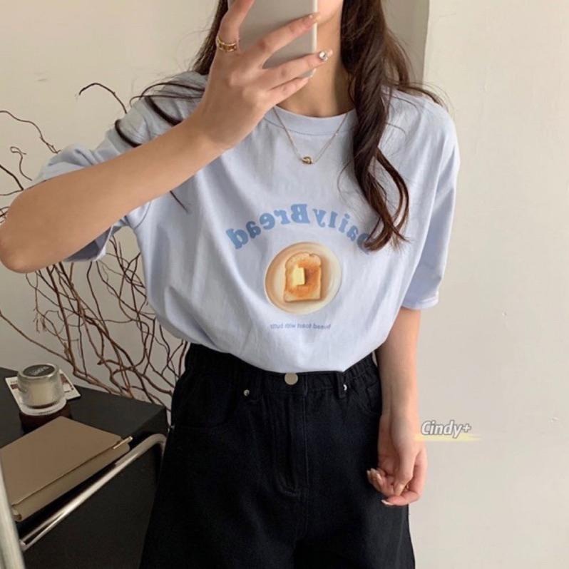 現貨♡ 3021D 可愛 趣味 下午茶 珍珠奶茶 吐司 點心 女上衣 短袖T恤 短袖上衣 女短袖-細節圖2