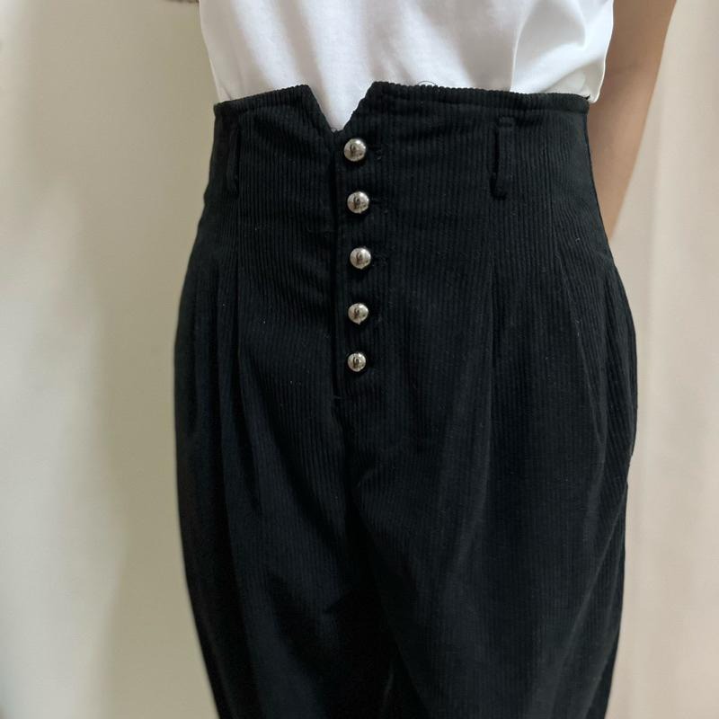 現貨𖤐  兔子魚║韓版 高腰褲 顯瘦 燈芯絨 哈倫褲 冬天長褲 厚長褲 休閒長褲 蘿蔔褲 長褲女 女裝-細節圖2