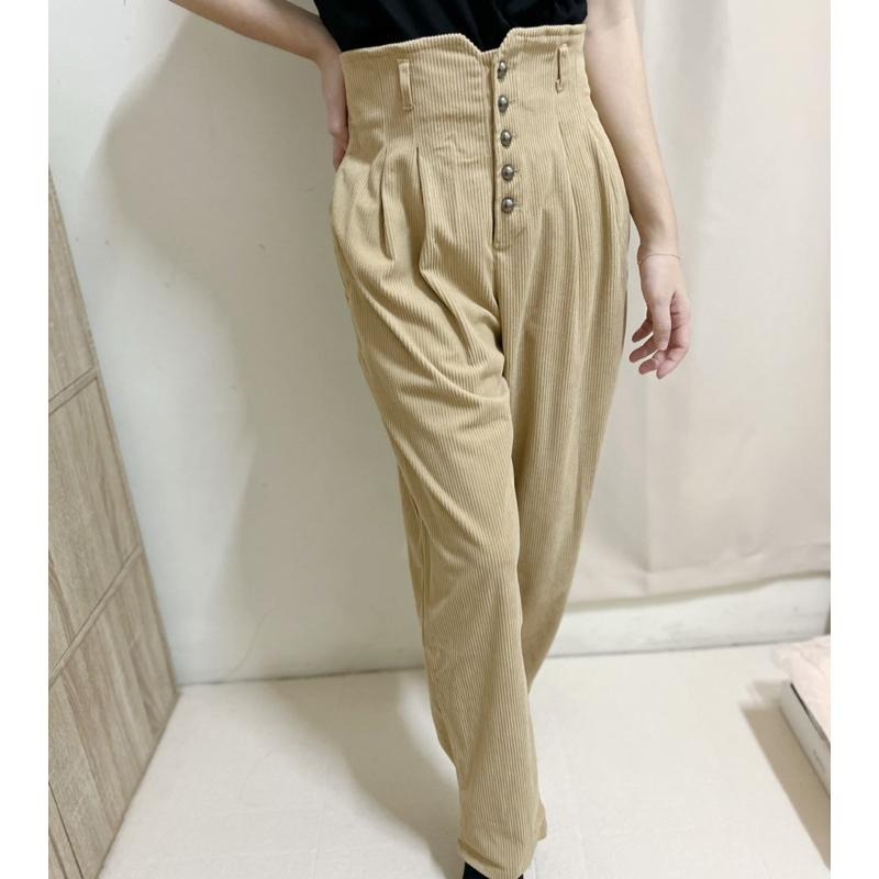 現貨𖤐  兔子魚║韓版 高腰褲 顯瘦 燈芯絨 哈倫褲 冬天長褲 厚長褲 休閒長褲 蘿蔔褲 長褲女 女裝-細節圖4