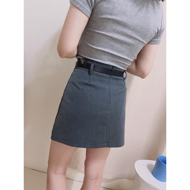 現貨♡下擺不規則剪裁 高腰 西裝裙 顯瘦 短裙 西裝短裙  上班族 簡約 百搭 迷你裙-細節圖6