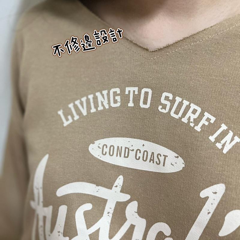 現貨 𖤐 兔子魚║Y106D V領 鬆緊袖 蓬蓬袖 毛巾布 衛衣 字母 美式風 寬鬆 簡約 長袖上衣 女上衣 女長袖-細節圖4