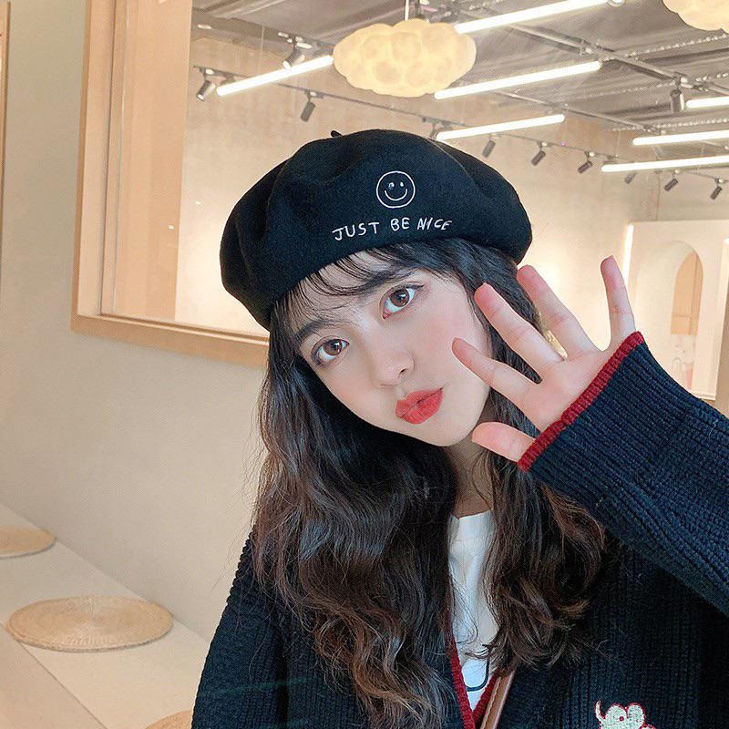 現貨𖤐 兔子魚║123-285 可愛貝蕾帽 刺繡愛心 毛呢貝蕾帽 愛心貝蕾帽 刺繡貝蕾帽 秋冬帽 女帽子-細節圖3