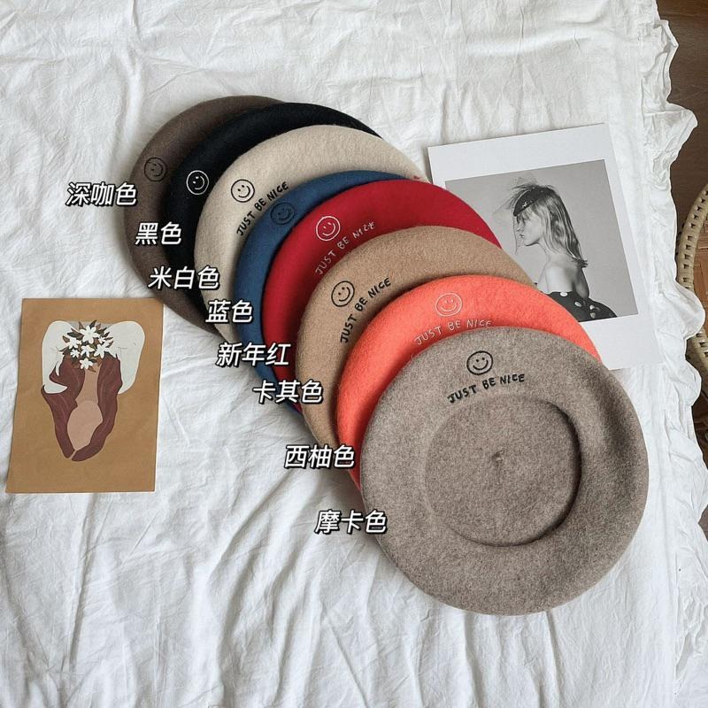 現貨𖤐 兔子魚║123-285 可愛貝蕾帽 刺繡愛心 毛呢貝蕾帽 愛心貝蕾帽 刺繡貝蕾帽 秋冬帽 女帽子-細節圖5
