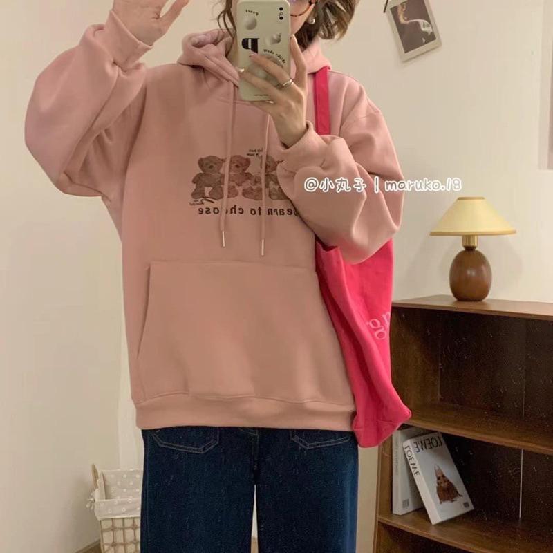 現貨𖤐 兔子魚║803 小丸子家 布偶熊 熊熊 小熊 大學t 衛衣 大尺碼 刷絨棉t 寶寶絨 寬鬆t 寬鬆上衣-細節圖4