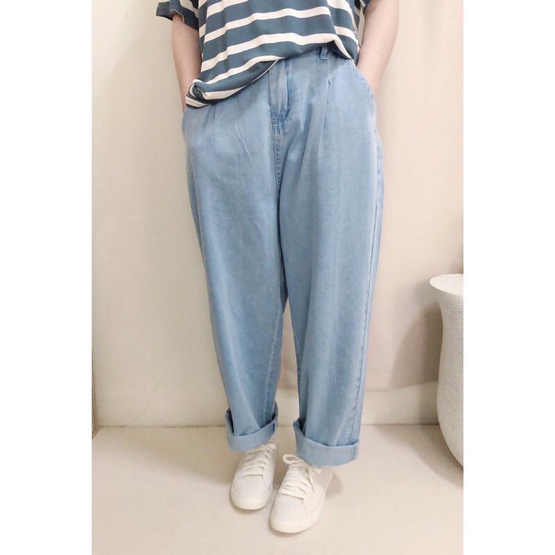 現貨♡ 牛仔褲 奶奶褲 寬鬆褲 老爺褲 後鬆緊腰 休閒百搭 女牛仔褲 棉花糖-細節圖2