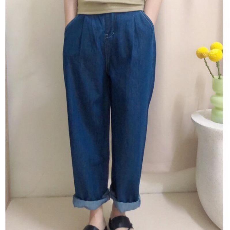 現貨♡ 牛仔褲 奶奶褲 寬鬆褲 老爺褲 後鬆緊腰 休閒百搭 女牛仔褲 棉花糖-細節圖6