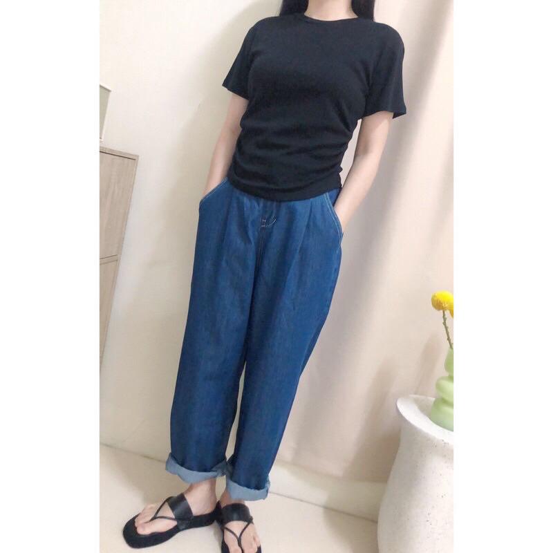 現貨♡ 牛仔褲 奶奶褲 寬鬆褲 老爺褲 後鬆緊腰 休閒百搭 女牛仔褲 棉花糖-細節圖7