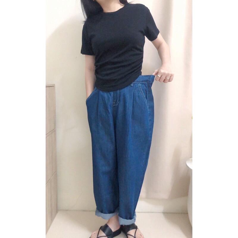 現貨♡ 牛仔褲 奶奶褲 寬鬆褲 老爺褲 後鬆緊腰 休閒百搭 女牛仔褲 棉花糖-細節圖9
