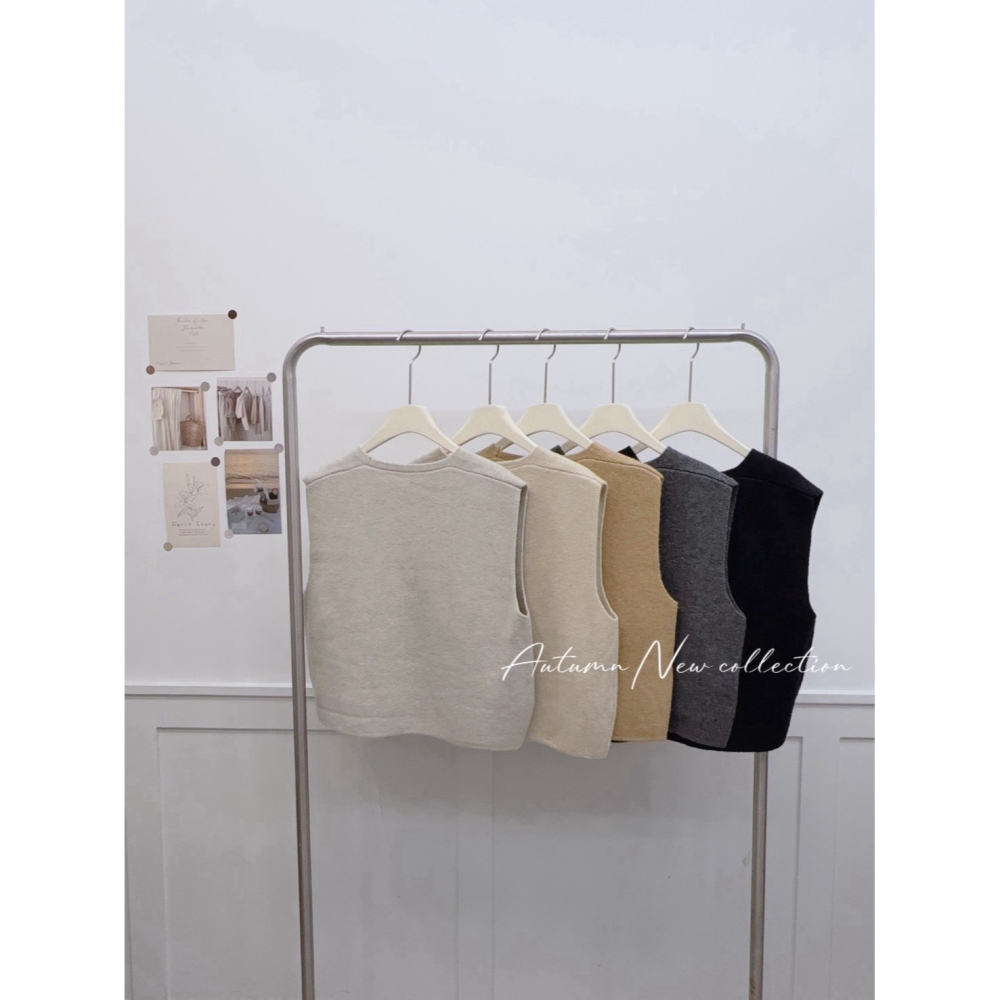 現貨𖤐兔子魚✓║6867 針織背心 短版背心 疊穿背心 層次背心 雙拉鍊背心 背心外套 無袖背心 冬天背心 無袖外套-細節圖6