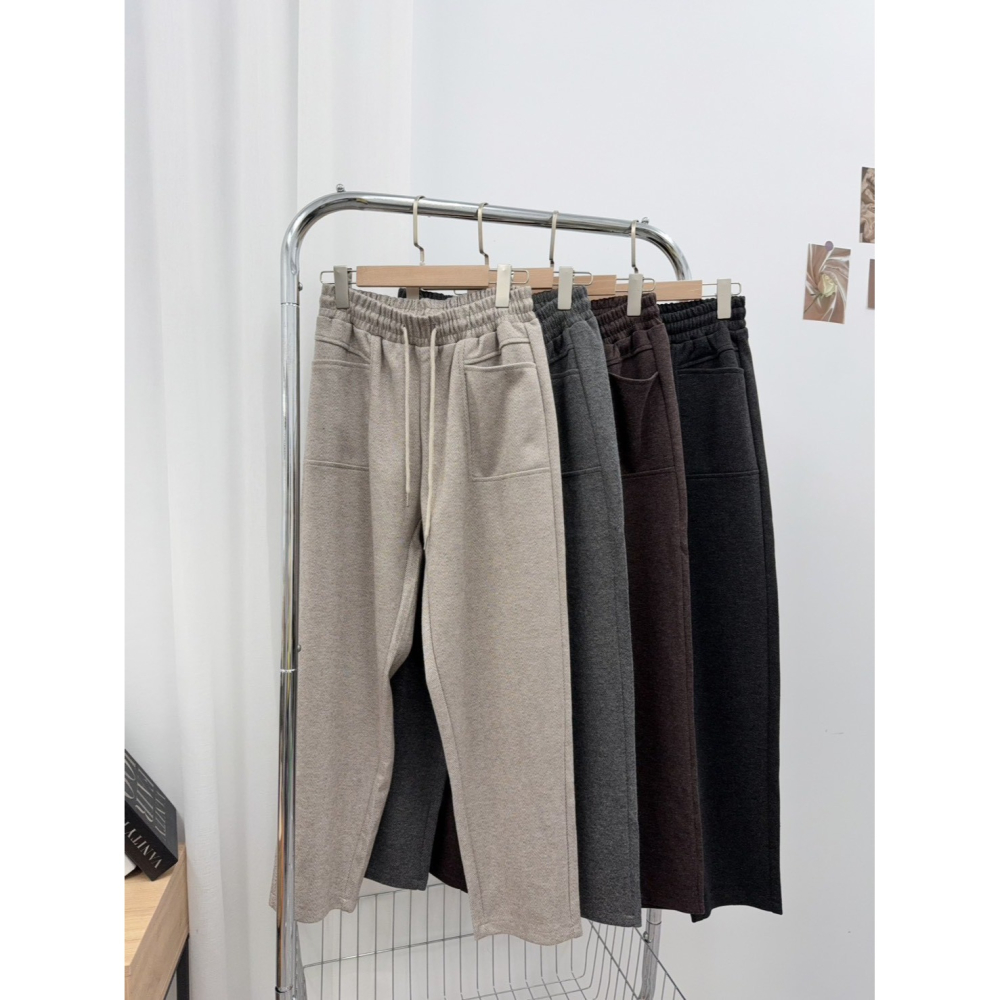 現貨𖤐兔子魚✓║L149274 女長褲 休閒長褲 冬天長褲 人字紋長褲 毛呢長褲 抽繩長褲 直筒長褲 口袋長褲 百搭長-細節圖5