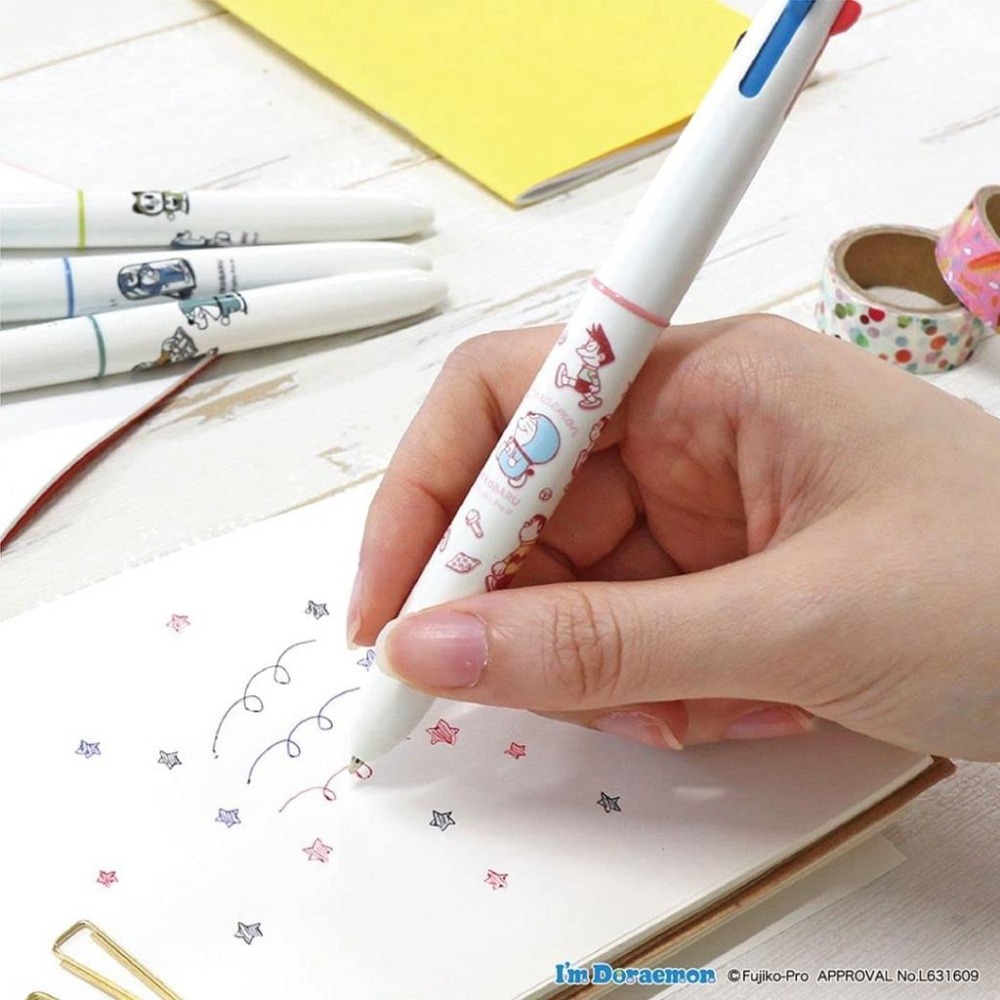 [日本製限定發售] koBARU 可巴魯 三色 原子筆 圓珠筆 哆啦A夢 小叮噹 叮噹 油性 0.5mm 4隻裝-細節圖5