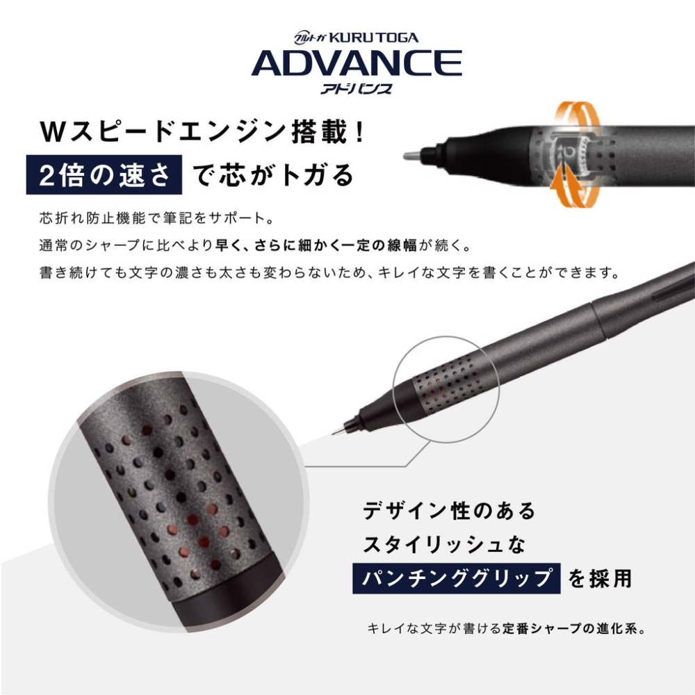 [日本製] uni 三菱 Kuru Toga 2倍轉速 旋轉自動鉛筆 M5-1030 金屬版 Advance 0.5mm-細節圖6