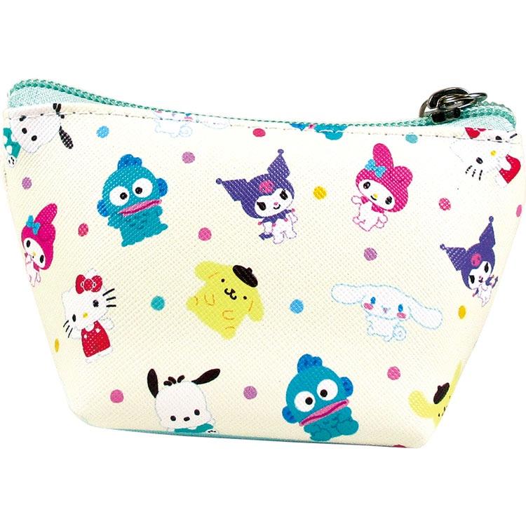 [日本帶回] Sanrio 三麗鷗 三角 合成皮革 零錢包 小錢包 錢包 收納包 小物包 萬用包 附掛鉤 防水 現貨-細節圖2