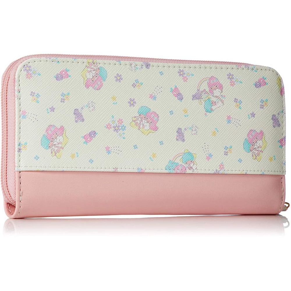 [日本帶回] Sanrio 三麗鷗 斜紋皮革 女用皮夾 長夾 錢包 零錢包 Little Twin Stars 雙子星-細節圖2