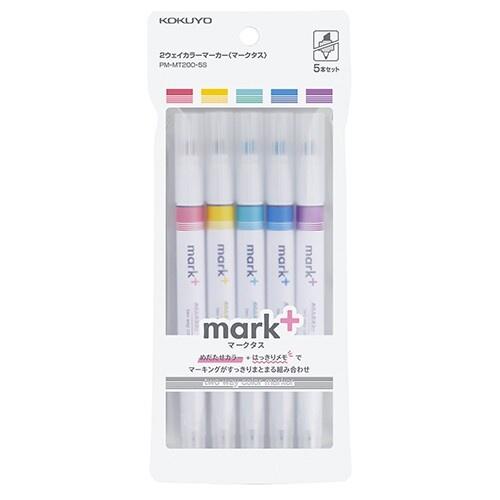 [日本製] Kokuyo 國譽 Mark Plus 5色入 雙頭 螢光筆 Two Way Color Marker 現貨-細節圖2