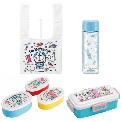 [日本帶回] Sanrio 三麗鷗 購物袋 / 塑膠透明水壺 / 橢圓形保鮮盒3入組 / 方形微波便當盒 哆啦A夢