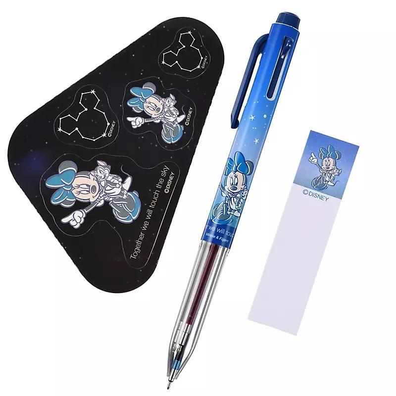 [日本製] Pentel 飛龍 Energel 文具組 三色原子筆 貼紙 便利貼 明信片 Minnie & Figaro-細節圖2