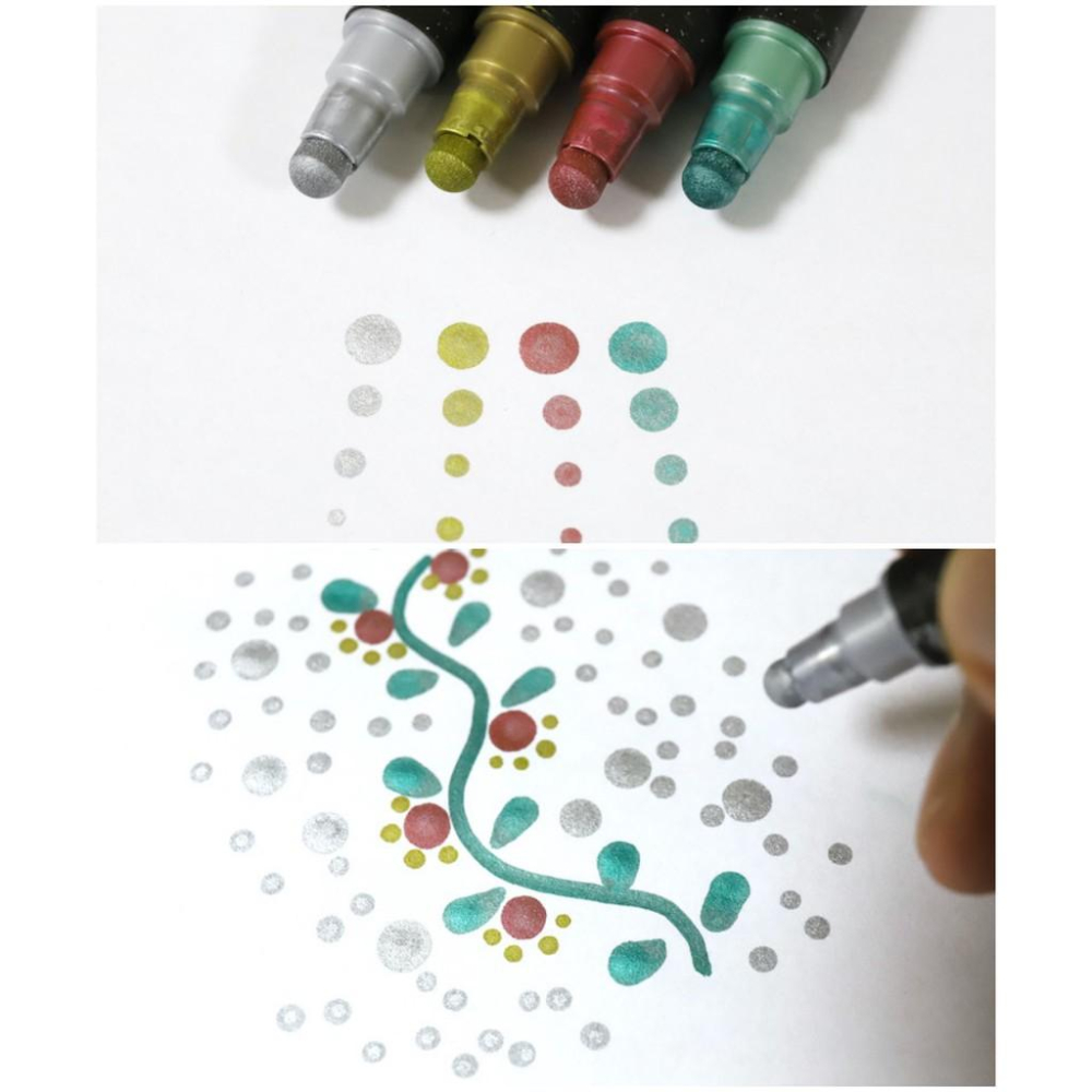 [日製] 日本吳竹 6色入雙頭點點筆 金屬色 水性 ZIG CLEAN COLOR DOT 色筆畫筆彩色筆麥克筆螢光筆-細節圖3