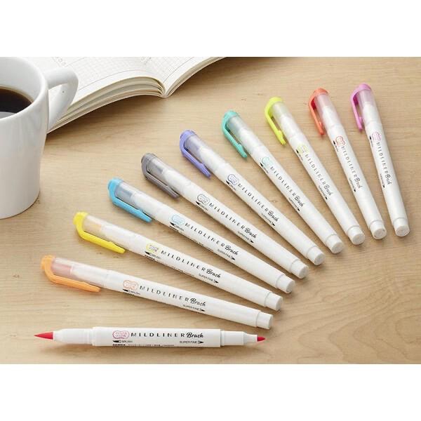 [日本製] Zebra 斑馬牌 MILDLINER Brush 雙頭 螢光筆 細字筆 色筆 MARKER 軟頭 水性顏料-細節圖2