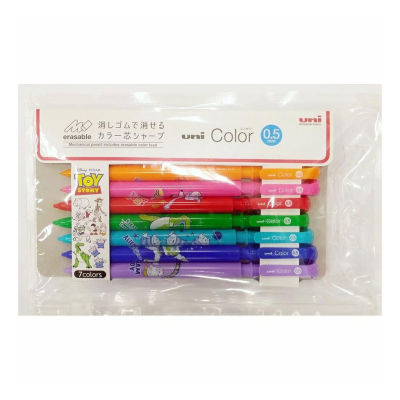 [日本製]uni三菱 玩具總動員 彩色自動鉛筆 7件組 可擦拭 彩色筆芯 自動筆 Disney 迪士尼皮克斯 0.5mm