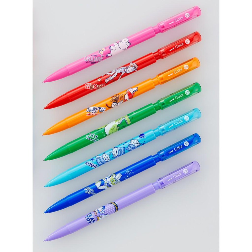 [日本製]uni三菱 玩具總動員 彩色自動鉛筆 7件組 可擦拭 彩色筆芯 自動筆 Disney 迪士尼皮克斯 0.5mm-細節圖2