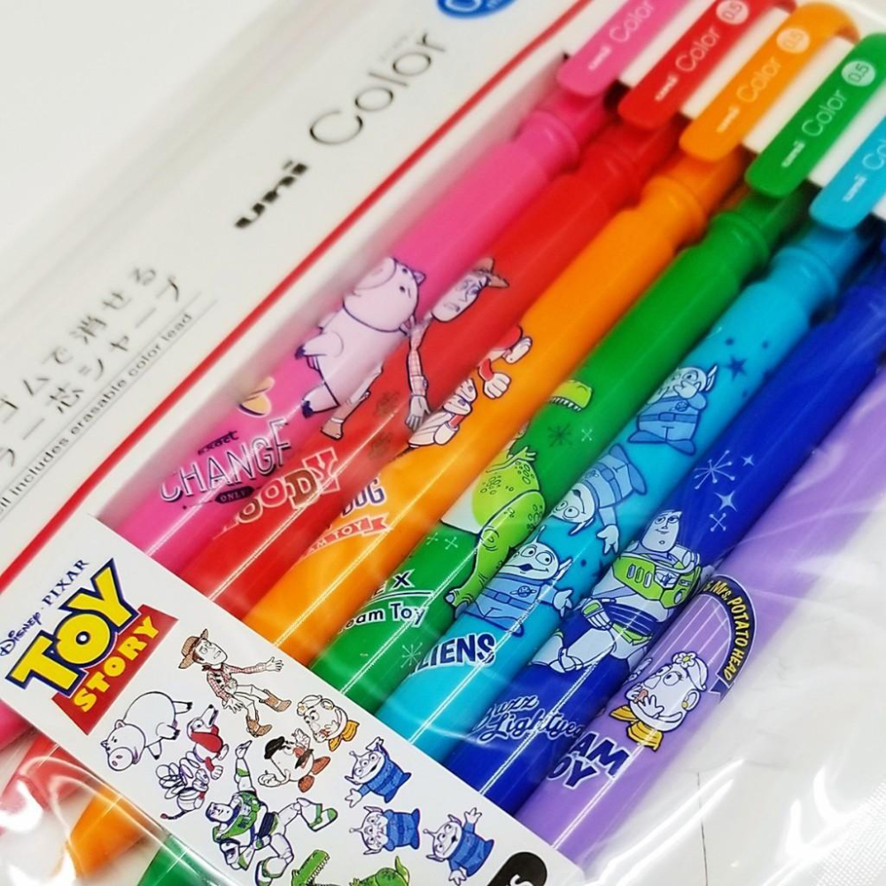 [日本製]uni三菱 玩具總動員 彩色自動鉛筆 7件組 可擦拭 彩色筆芯 自動筆 Disney 迪士尼皮克斯 0.5mm-細節圖4