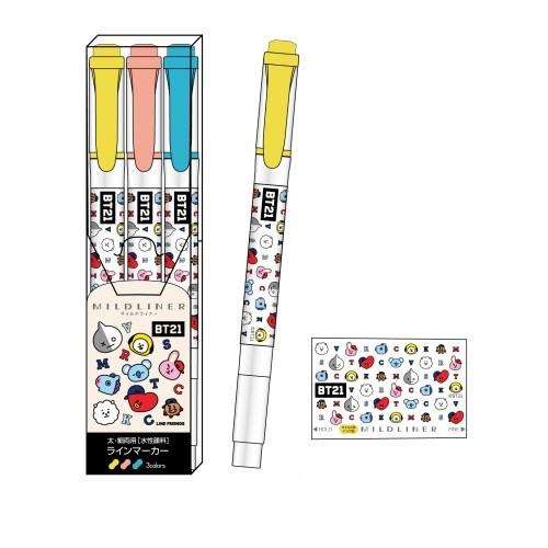 [日製]Zebra BT21 3色雙頭螢光筆 水性 mildliner BTS防彈少年團 Line Friends 正貨-細節圖2