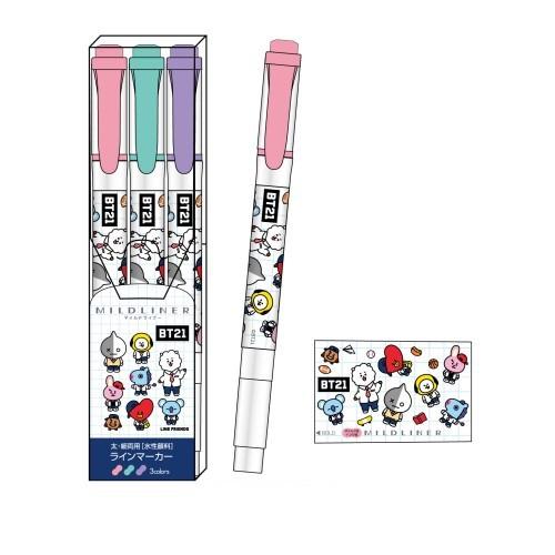 [日製]Zebra BT21 3色雙頭螢光筆 水性 mildliner BTS防彈少年團 Line Friends 正貨-細節圖6