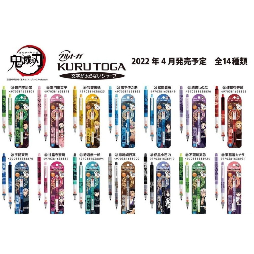 {新商品} ⚡全現貨 uni 三菱 鬼滅之刃 KURU TOGA 旋轉自動鉛筆 鬼殺隊 柱 胡蝶忍 富岡義勇 日本正版-細節圖2