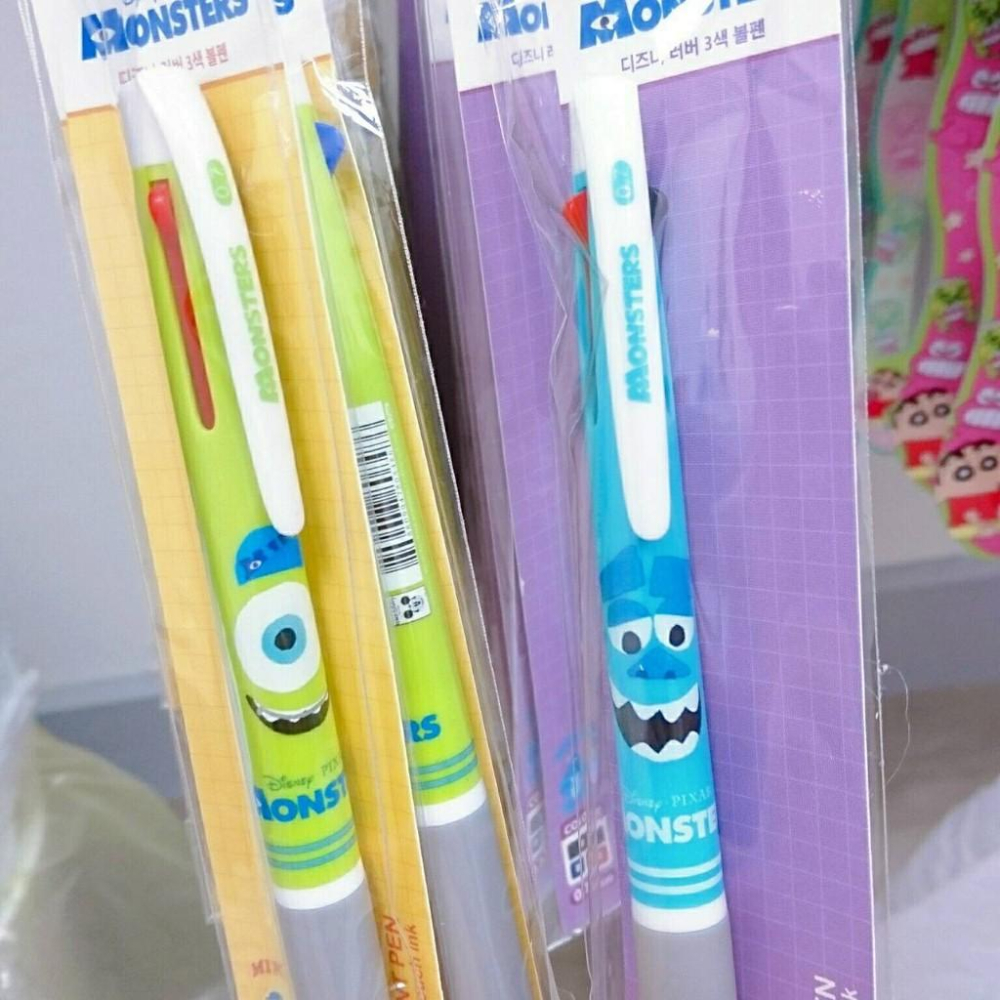 [韓國製]迪士尼 怪獸電力公司 3色原子筆 3色筆 圓珠筆 韓國大創 Disney 毛怪 大眼仔 0.7mm-細節圖2