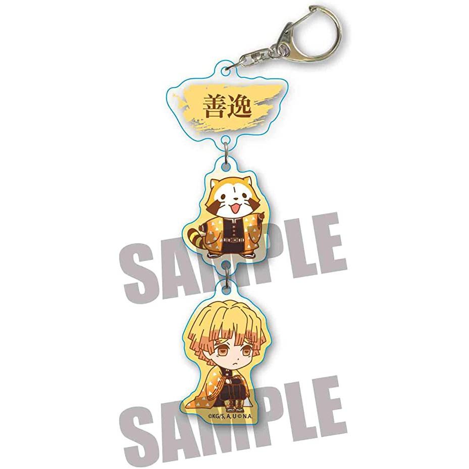 [日本製] 鬼滅之刃 Rascal聯名 小浣熊 壓克力吊飾 串串鑰匙圈D字扣 Q版 禰豆子 炭治郎 善逸 義勇 動漫周邊-細節圖2