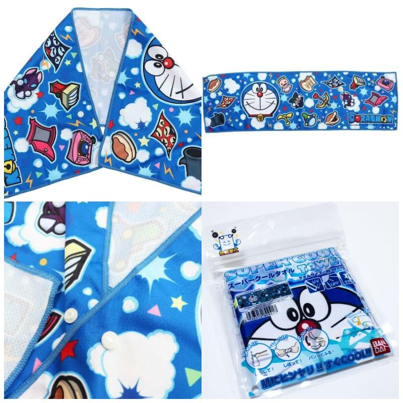 [日本帶回] BANDAI 涼感毛巾 運動毛巾 抗UV 抗菌 接觸涼感 麵包超人 哆啦A夢 小叮噹 三麗鷗 日本正貨-細節圖2