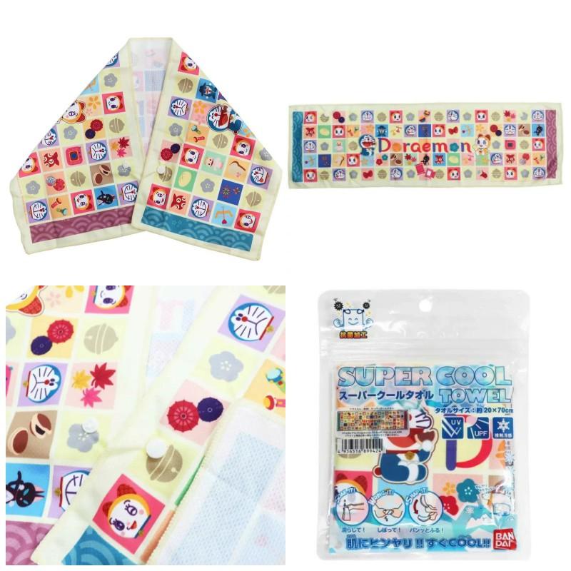 [日本帶回] BANDAI 涼感毛巾 運動毛巾 抗UV 抗菌 接觸涼感 麵包超人 哆啦A夢 小叮噹 三麗鷗 日本正貨-細節圖3