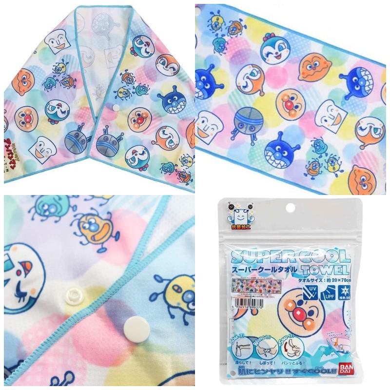 [日本帶回] BANDAI 涼感毛巾 運動毛巾 抗UV 抗菌 接觸涼感 麵包超人 哆啦A夢 小叮噹 三麗鷗 日本正貨-細節圖4
