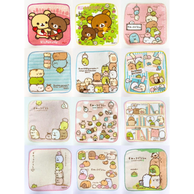 [日本帶回] San-X 純棉 小方巾 Rilakkuma 拉拉熊 懶懶熊 Sumikko Gurashi 角落生物