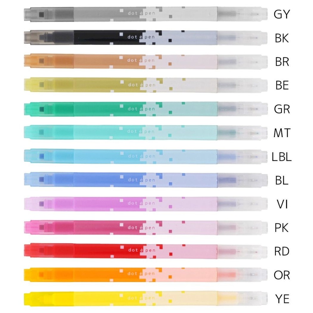 {日本帶回} Sun Star 三詩達 Dot E Pen 雙頭 方形記號筆 圓點筆 螢光筆 兩用筆 像素筆 水性顏料-細節圖2