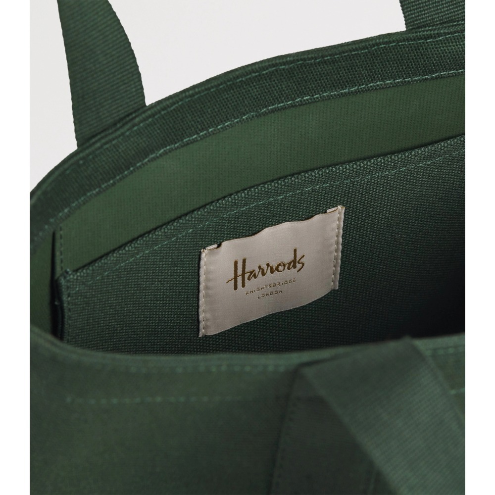 【HF】Harrods英國代購 正品 哈洛德百貨 2026新款 騎馬布章圖案重磅厚帆布燙金Logo手提包 辦公通勤手提袋-細節圖5